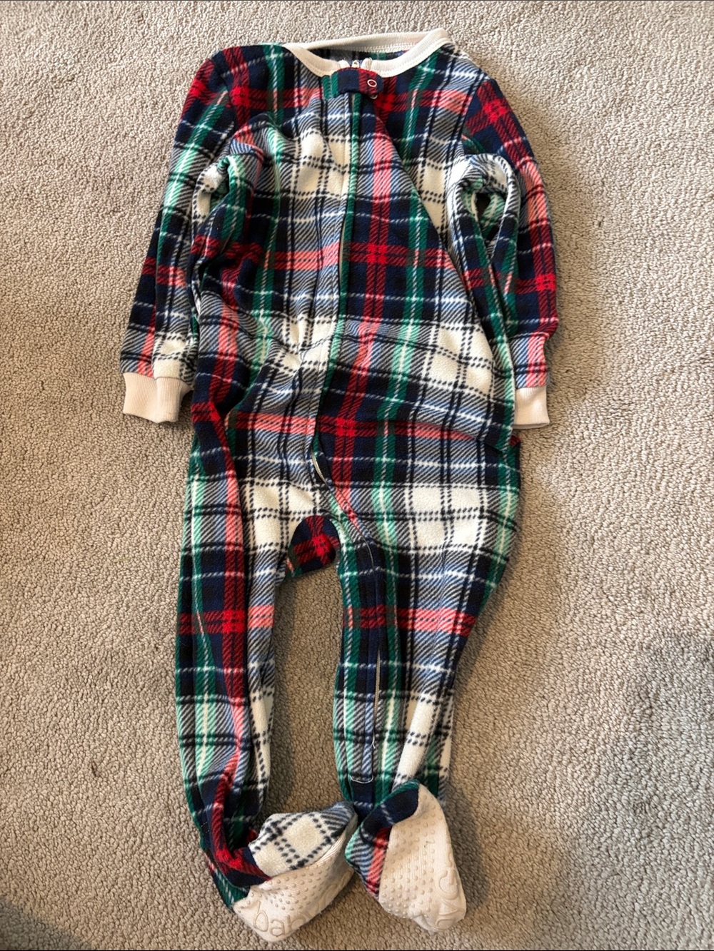 Gund Plaid Red Green Navy White Kids Footed One-Piece